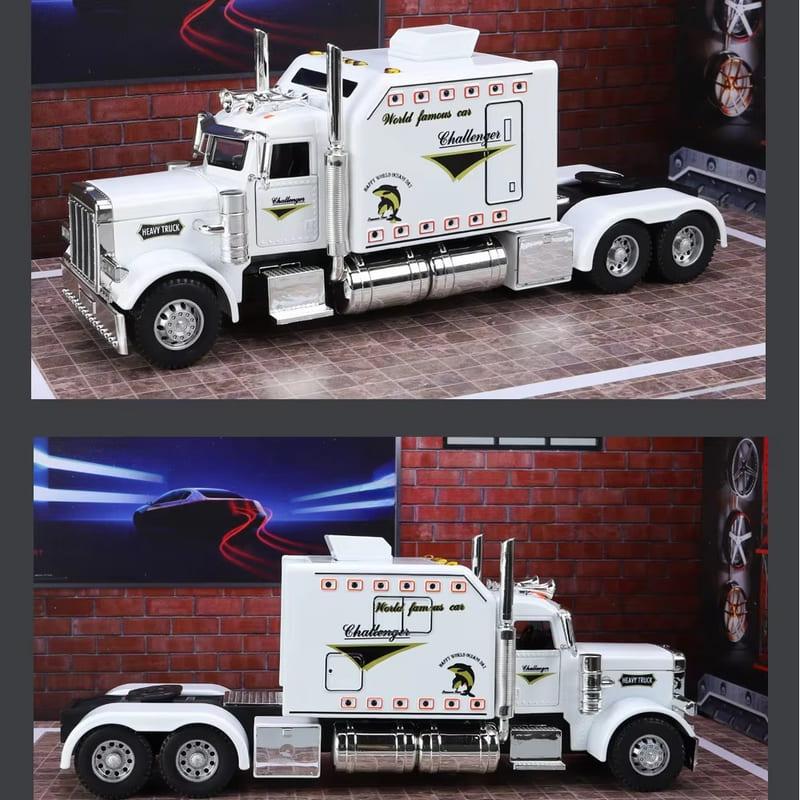 Игрушечная модель тяжелого грузовика Peterbilt 389 в масштабе 1/24, литая модель из сплава, со звуком и светом, модель грузовика с инерционным механизмом, игрушка для мальчика, детская подарочная коллекция