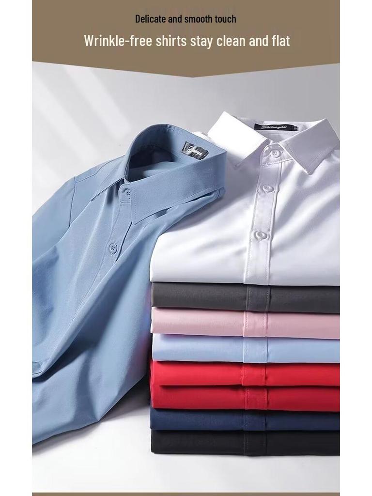 Мужская приталенная рубашка черного и серого цвета, устойчивая к сминанию, для свадьбы - Формальная одежда с длинным рукавом