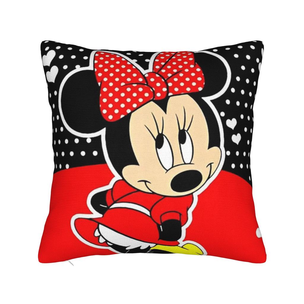Mickey and Minnie Mouse Pillowcase Polyester Cushion Cover Gift Cute Cartoon Throw Pillow Case Cover Seater Zippered 45*45cm