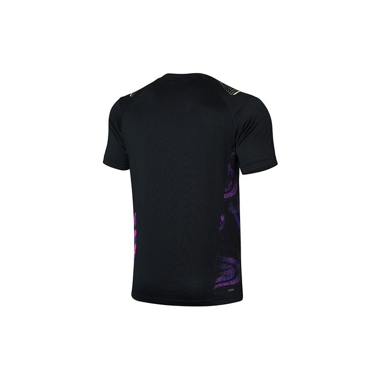 Li-Ning Ping Pong Series Quick-Dry Sports Round Neck T-Shirt Unisex Tops Black AAYR361-2