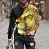 New Vintage Long Sleeve T Shirt For Men Animal 3d Print Top Summer Men'S Casual Oversized O Neck Pullover Fashion Male Clothes