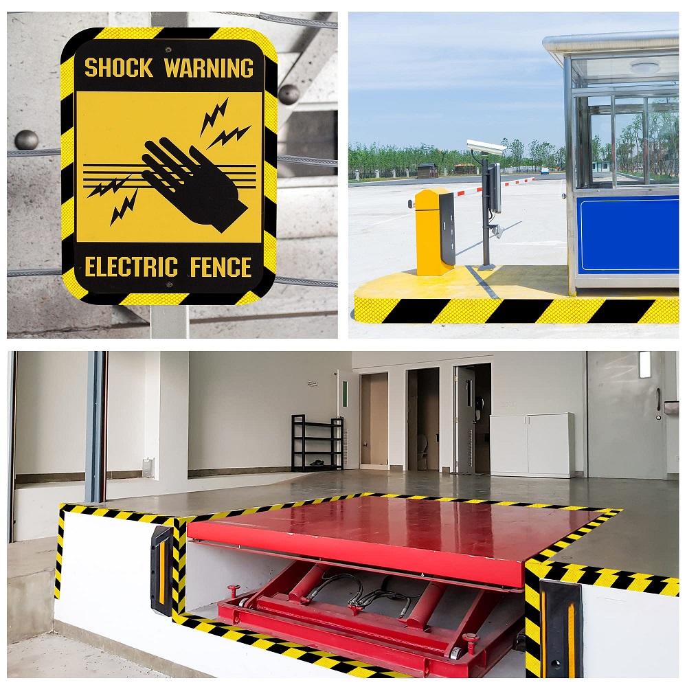 5СМ*10М Светоотражающая ПВХ Лента Высокой Видимости для Дорожного Движения Водонепроницаемая Безопасная Желтая и Черная Саржа Светоотражающие Полосы для Автомобиля Предупреждающая Лента