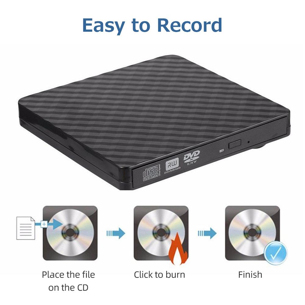 Внешний оптический привод USB3.0, записывающее устройство для записи DVD, проигрыватель компакт-дисков, поддержка записи одной кнопкой, широкая