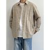 Ohod Autumn and Winter New Japanese Neutral Retro Casual Long-Sleeved Shirt Maillard Khaki Plaid Loose Shirt for Men