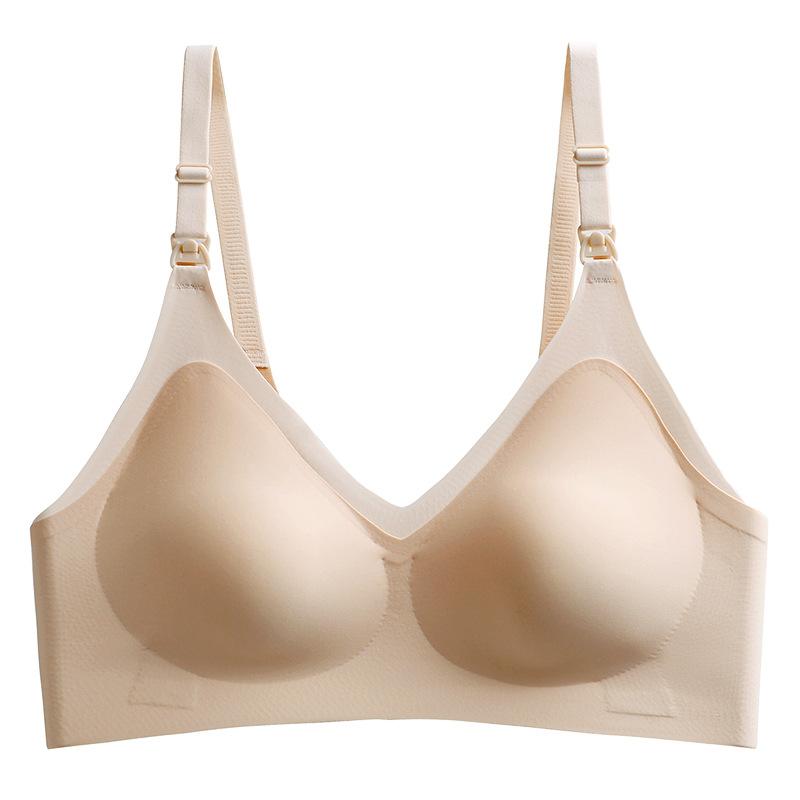 Удобный латексный бюстгальтер для кормящих мам для кормящих мам, бюстгальтер с эффектом пуш-ап, двухцветное бесшовное нижнее белье, бюстгальтер для кормления грудью с пряжкой спереди