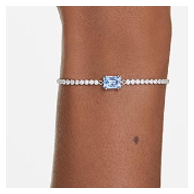 Swarovski Matrix Gradient Irregular Crystal Decoration Rhodium Plating Bracelet Unisex Couple Style Silver 5693412