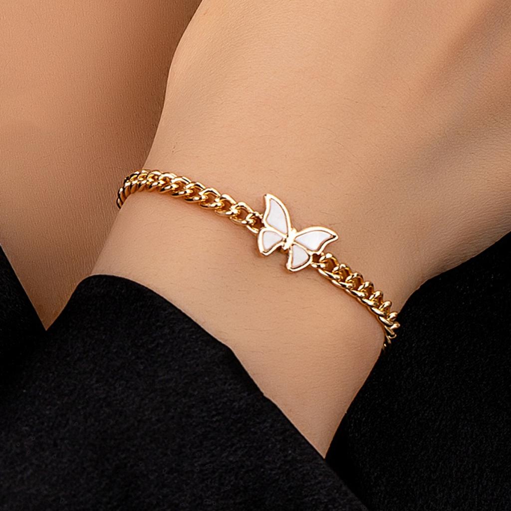 Женский браслет, простая цепочка с подвеской-бабочкой, подходит для повседневного ношения и отпуска