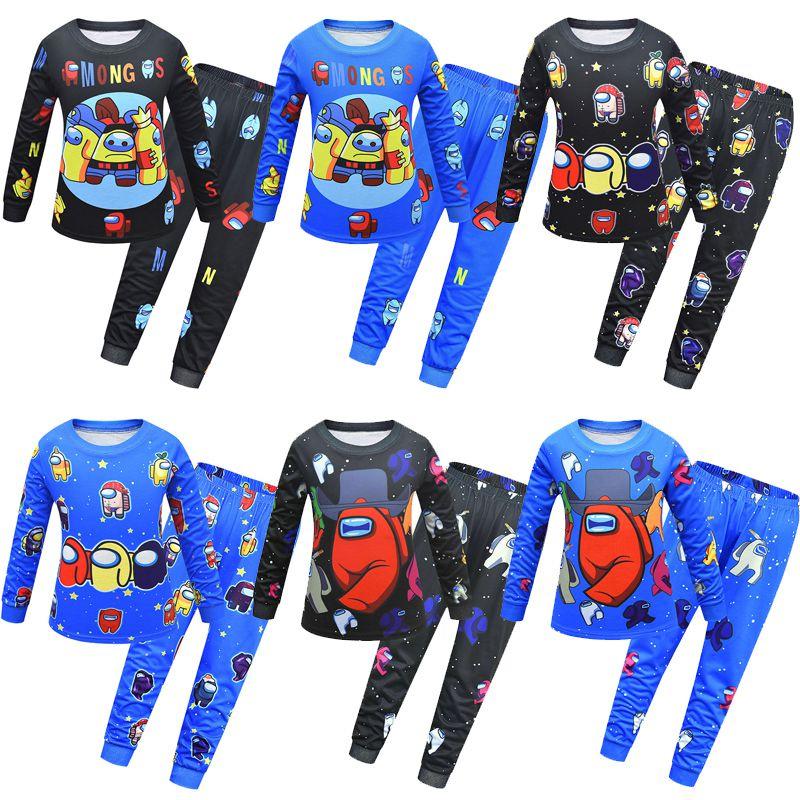 Пижамный комплект с длинным рукавом для детей Among Us, мягкая дышащая ночная одежда