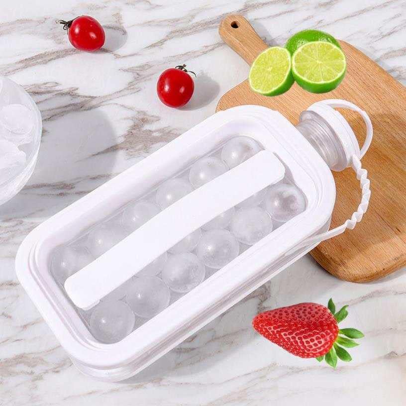 Лоток для кубиков льда с открытой бутылкой и крышкой, портативная бутылка для воды для хоккейной машины 2 в 1, круглая коробка для формования кубиков льда