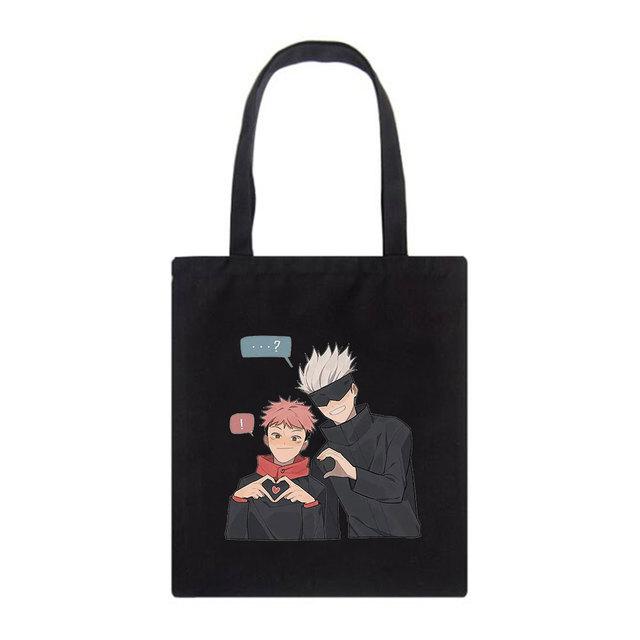 Summer Jujutsu Kaisen Anime Shoulder Canvas Bags Casual Large-capacity Punk Fashion Tote Cartoon Harajuku Kawaii Women Bag