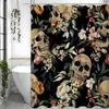 Готическая Череп Цветочный Винтажный Причудливый Черный Бохо Занавеска для душа, Декоративная занавеска для душа для ванной комнаты, Водонепроницаемая занавеска для душа