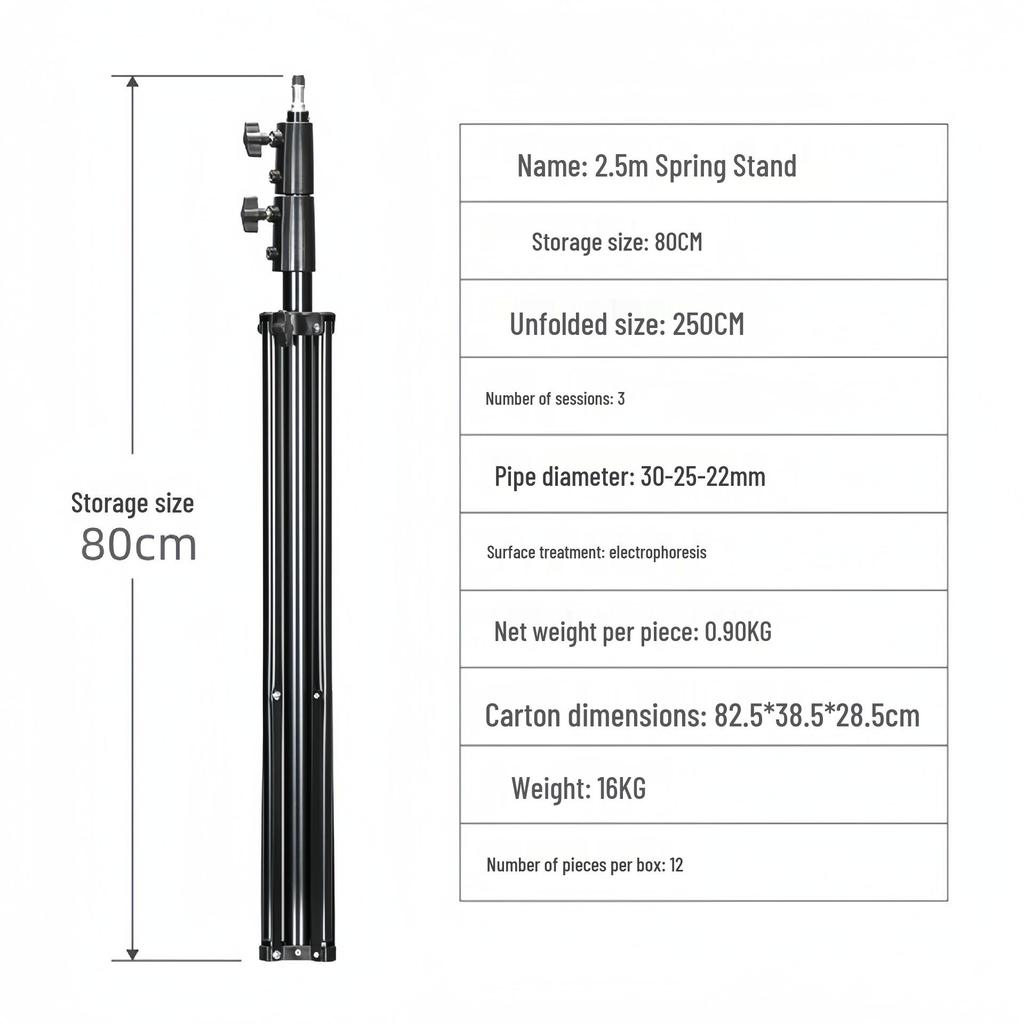 2.8m Heavy-Duty Tripod Flash Stand with Green Screen & Built-in Spring for Photography & Stage Lighting