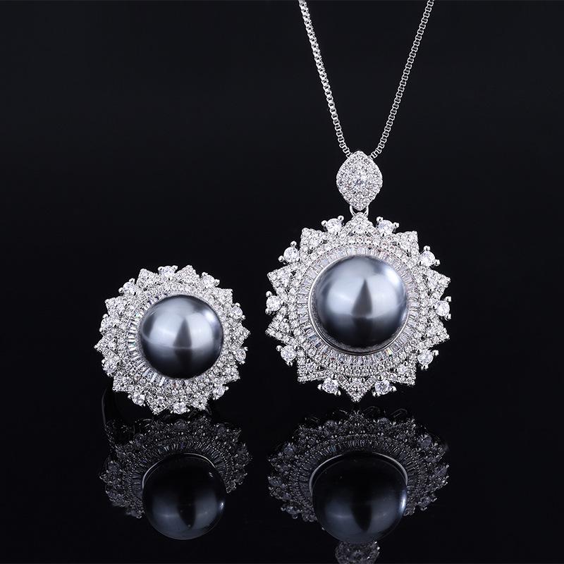 Jewelry Inlaid Gray Beads Handmade Diamond Inlaid Round Luxury Set 16Mm124Mm