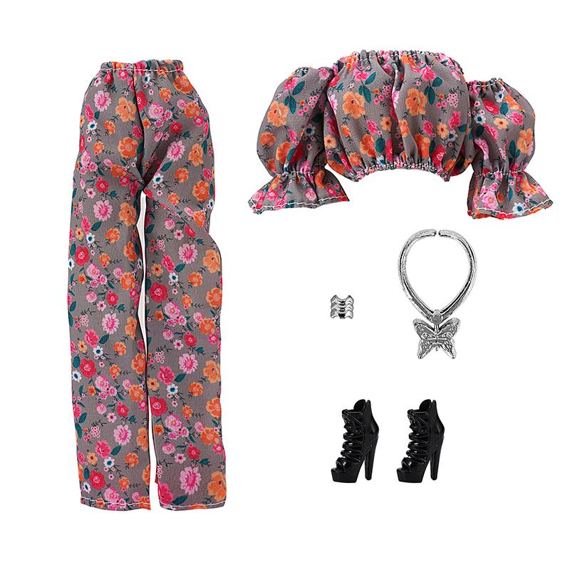 30 см кукольная одежда цветочная рубашка с рукавами-фонариками брюки комплект темпераментная одежда соответствующие части повседневный комплект кукольной одежды для девочек подарок