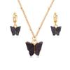 Acrylic Butterfly Pendant Earrings Necklace Combination Set Japan And South Korea Sweet Style Alloy Chain Jewelry Set