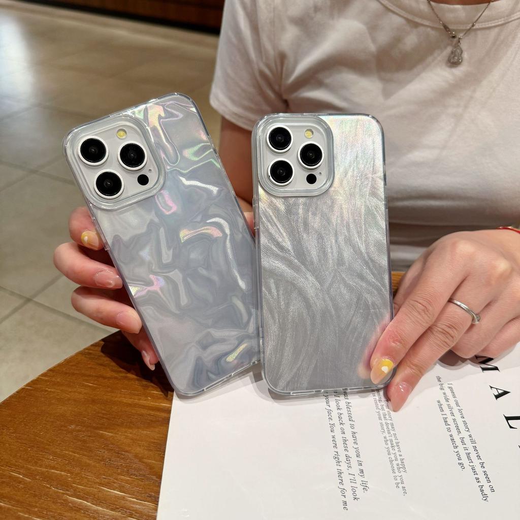 Лазерный чехол для телефона из ТПУ с текстурой пера для iPhone 15 14 13 Pro Max, ударопрочный чехол с блестками