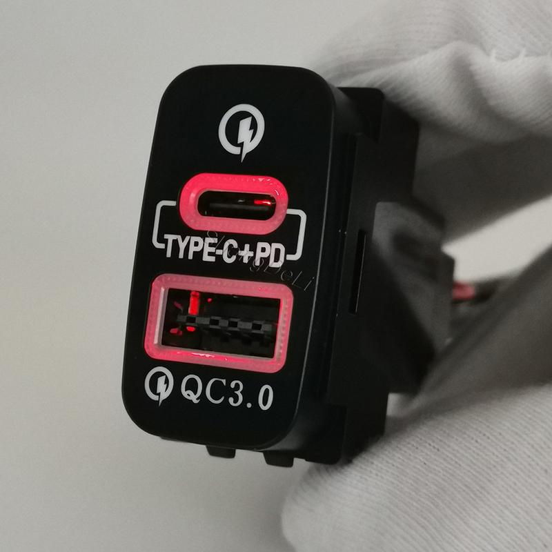 Автомобильный Красный Светодиодный Двойной USB TYPE-C PD Зарядное Устройство Адаптер Зарядка Телефона Для Mitsubishi Outlander Lancer Pajero V73 V93 V97 Аксессуары