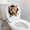 Наклейка на туалет для кошки, водонепроницаемая, съемная, самоклеящаяся, из ПВХ, для гостиной, ванной комнаты, настенное искусство, 3D-эффект, имитация сиденья для унитаза с изображением котенка
