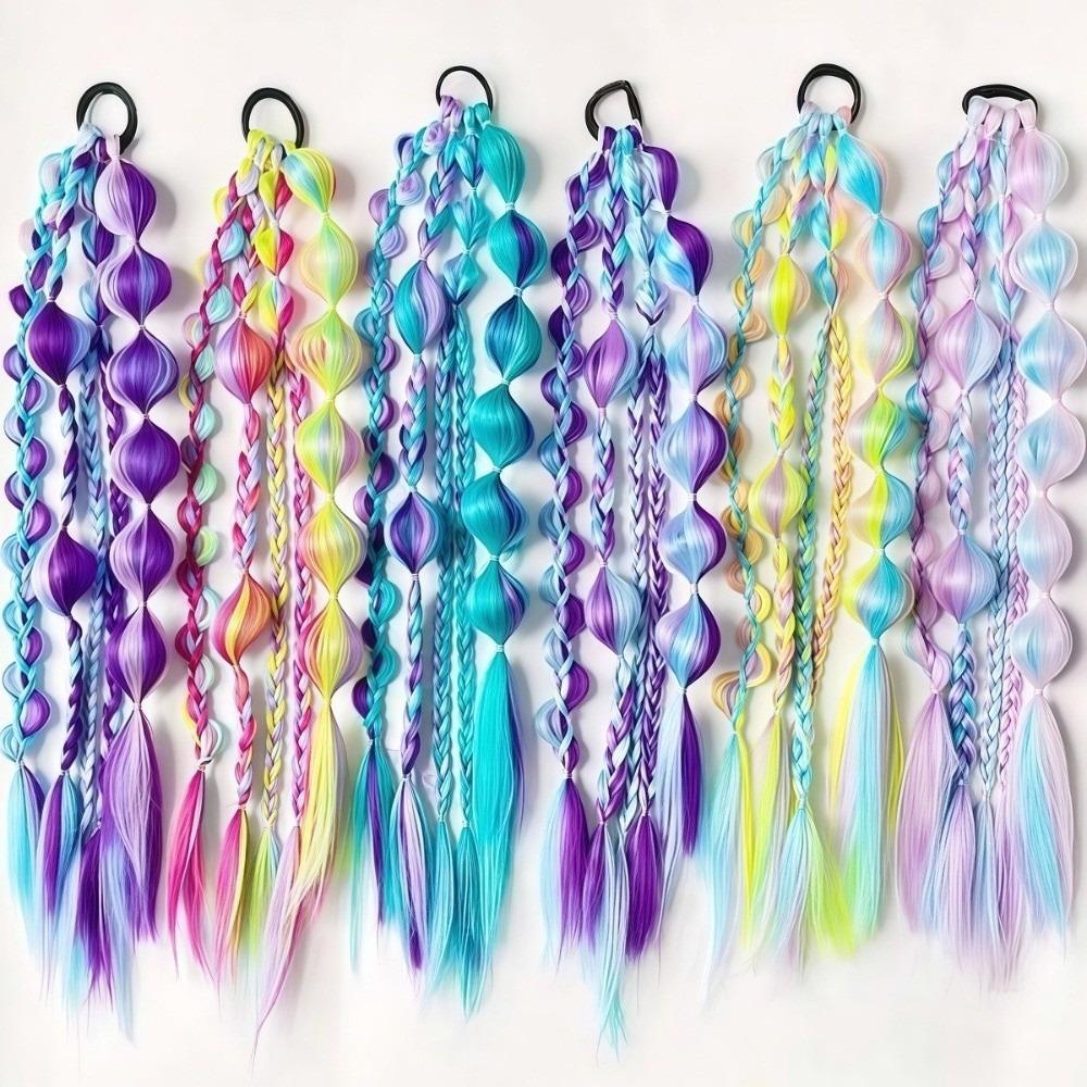 Multi-Color Lantern Bubble Twist Braid Long Gradient Hair Wrap Music Festival