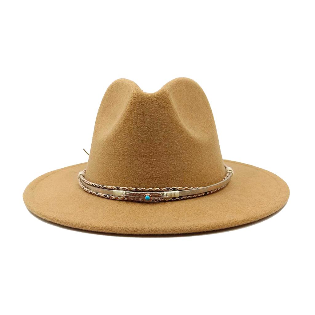 Fedora Autumn and Winter New Leaf Accessories Men's Gentlemen Women's Church Hat Wide Brimmed Jazz Hat Sombrero Hombre