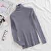 Женский трикотажный цветной пуловер с длинным рукавом и высоким воротом, тонкая рубашка, однотонный базовый топ, тонкий свитер для