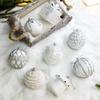 8CM Rococo White Transparent Christmas Ball Ornament