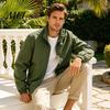 Solid Color Slim Fit Jacket Men Windbreaker Jacket, Windproof Waterproof Stand Collar Coat, Casual Zip-up Fashionable Layering Tops for with Zippered