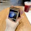 For Samsung Galaxy Z Flip5 5G/Z Flip6 5G Case Hinge Protection Hard PC Glitter Phone Cover with Wrist Strap