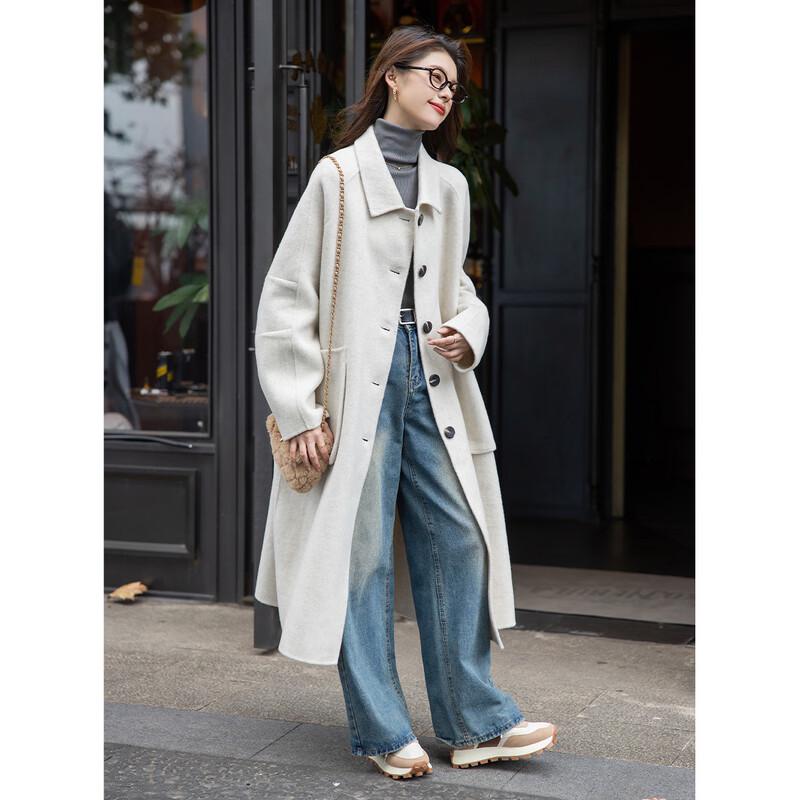 MOCARNA Women's Elegant Long Wool Blend Coat