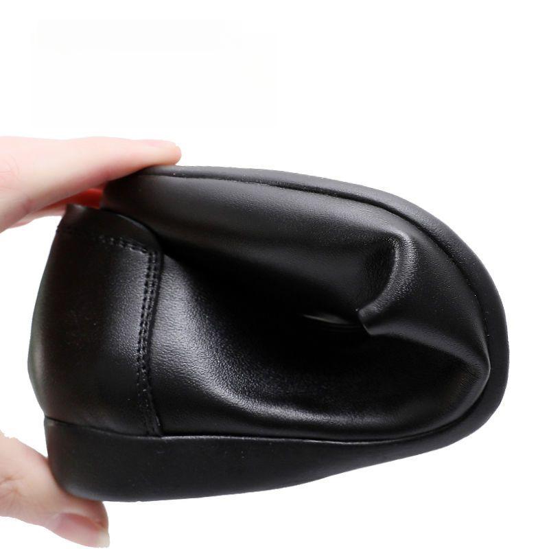 Рабочая обувь женская черная обувь для собеседования деловая обувь на плоской подошве нескользящая кожаная обувь для работы одинарные туфли