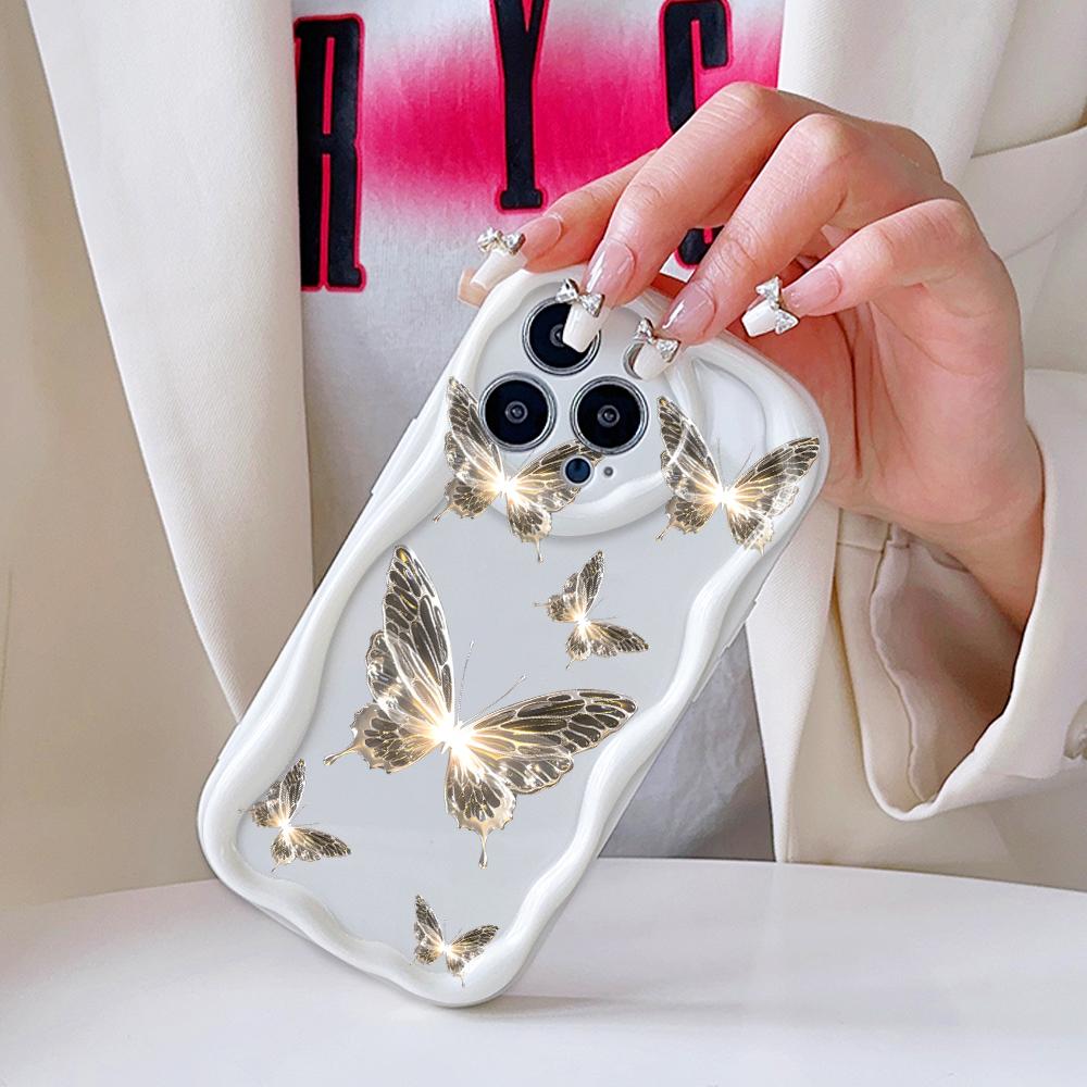 Мультяшный узор, кремовая текстура, мягкий силиконовый чехол с волнистыми краями, чехол для телефона IPhone Samsung Huawei Honor Xiaomi Redmi OPPO Realme Vivo Infinix