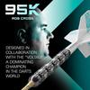 TARGET Darts Rob Cross 95K Стальные дротики Swiss Point, Дротики из 95% вольфрама с оперением K Flex, 22 г | Voltage Darts, Player Edition Swiss Point K Flex