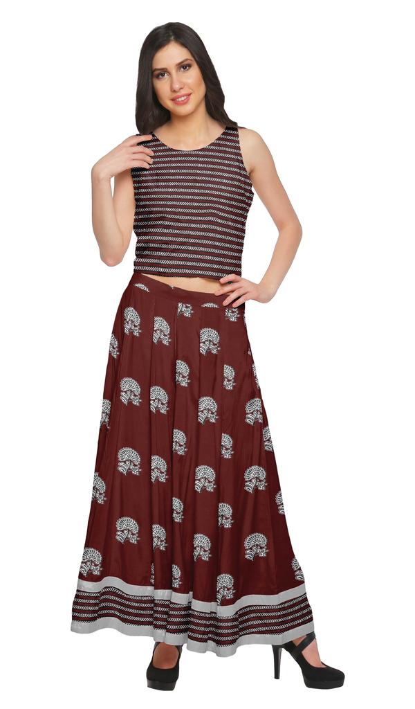Moomaya Crop Top And Palazzo Set For Girls Printed Santoon Womens Clothing