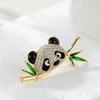 Lovely Panda Bamboo Animal Brooch Corsage For Women Fashion Brooch Rhinestone Pins Clothing Accessories Gifts