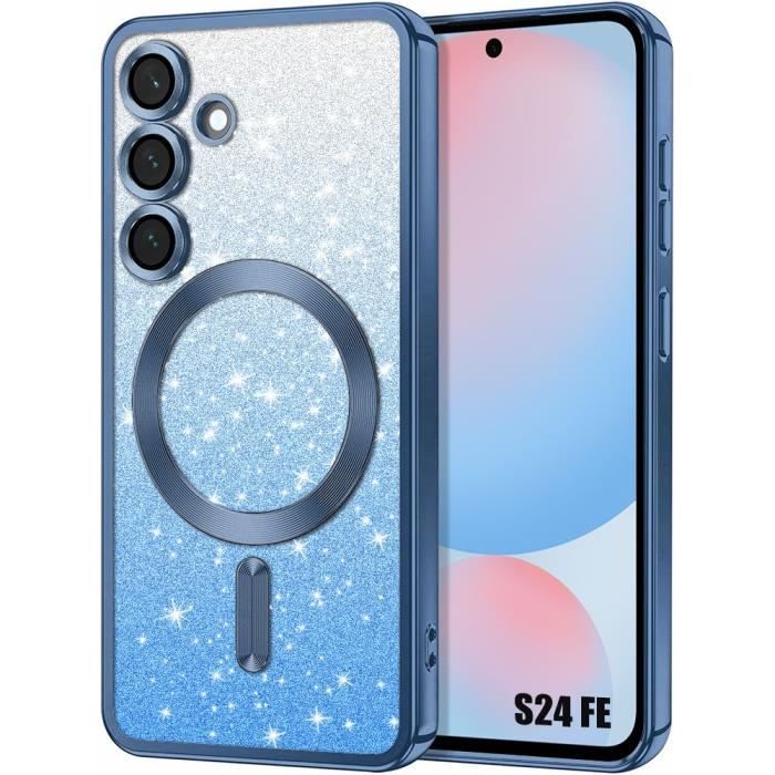 Coque de protection - BOOLING - pour Samsung Galaxy S24 FE - Silicone souple - Protection caméra intégrée - Bleu