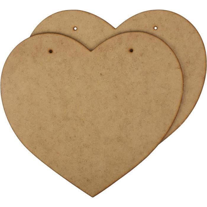 Plaques en MDF - Creative Deco - Cœur - 150 mm x 130 mm - Léger - Avec Trous