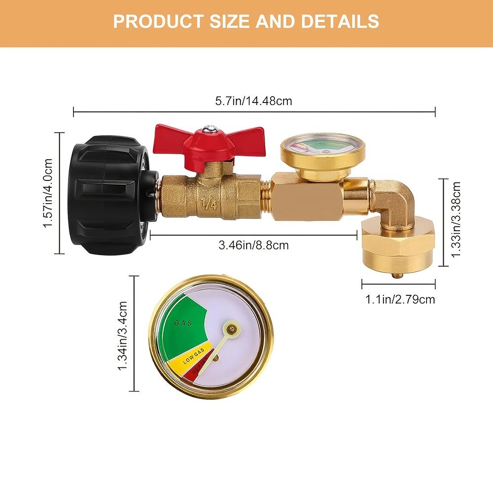 Простой в заправке переходник для заправки пропаном с клапаном и манометром - Подходит для 20-фунтовых баллонов, Подключается к 1-фунтовым одноразовым баллонам для барбекю и приготовления пищи на открытом воздухе