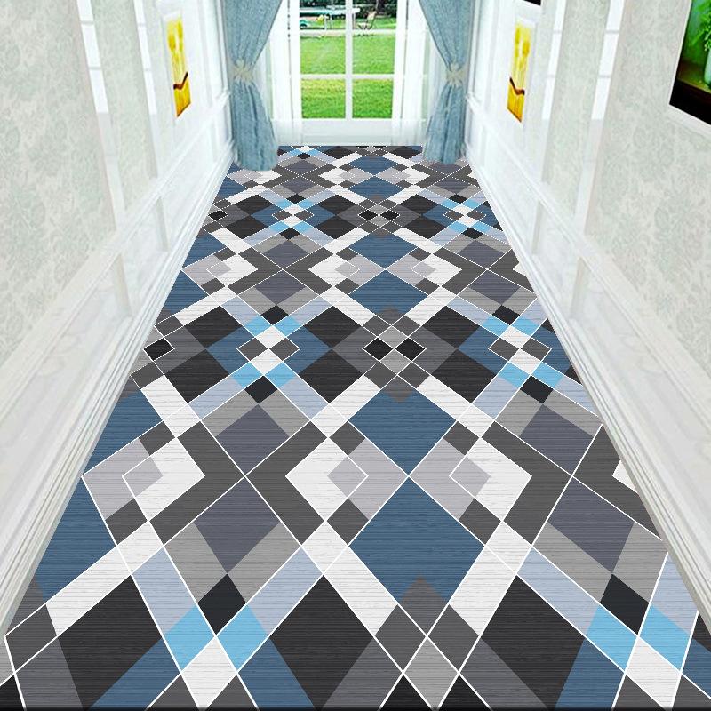 Geometric Style Long Corridor Carpet Non-slip Hall Runner Easy Clean Hallway Area Rugs Washable Porch Entry Doormat