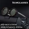 Солнцезащитные очки с регулируемым зумом, поляризационные, с круглой оправой, вращающиеся, регулируемые, для вождения, специальные, для улицы, поляризационные, мужские
