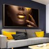 Fashion Black Women Face with Golden Liquid Canvas Paintings On The Wall Posters and Prints Pictures For Living Room Home Decor