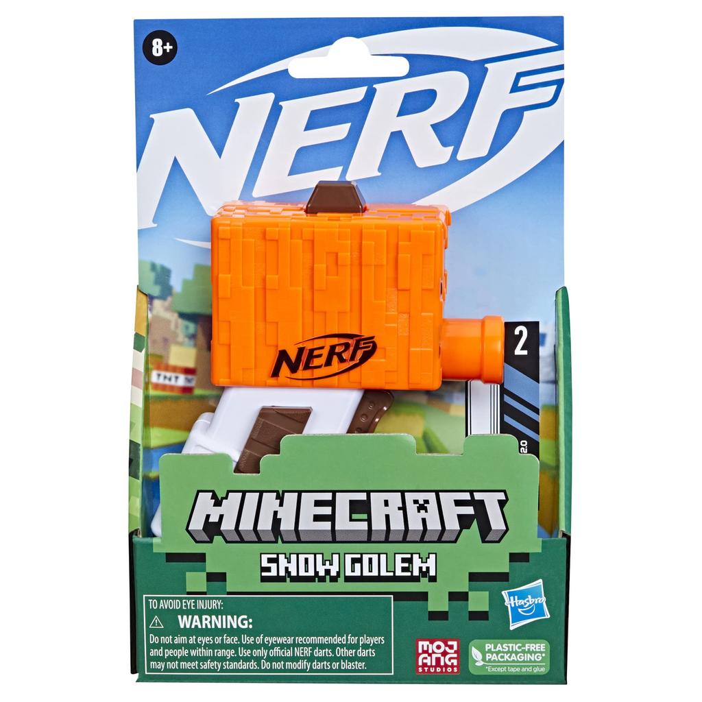 Hasbro Nerf Microshot Minecraft Snow Golem Mini Minecraft Snow Golem Mob 2 Official Nerf Elite Includes Priming Handle F6132 Genuine Product Blaster,