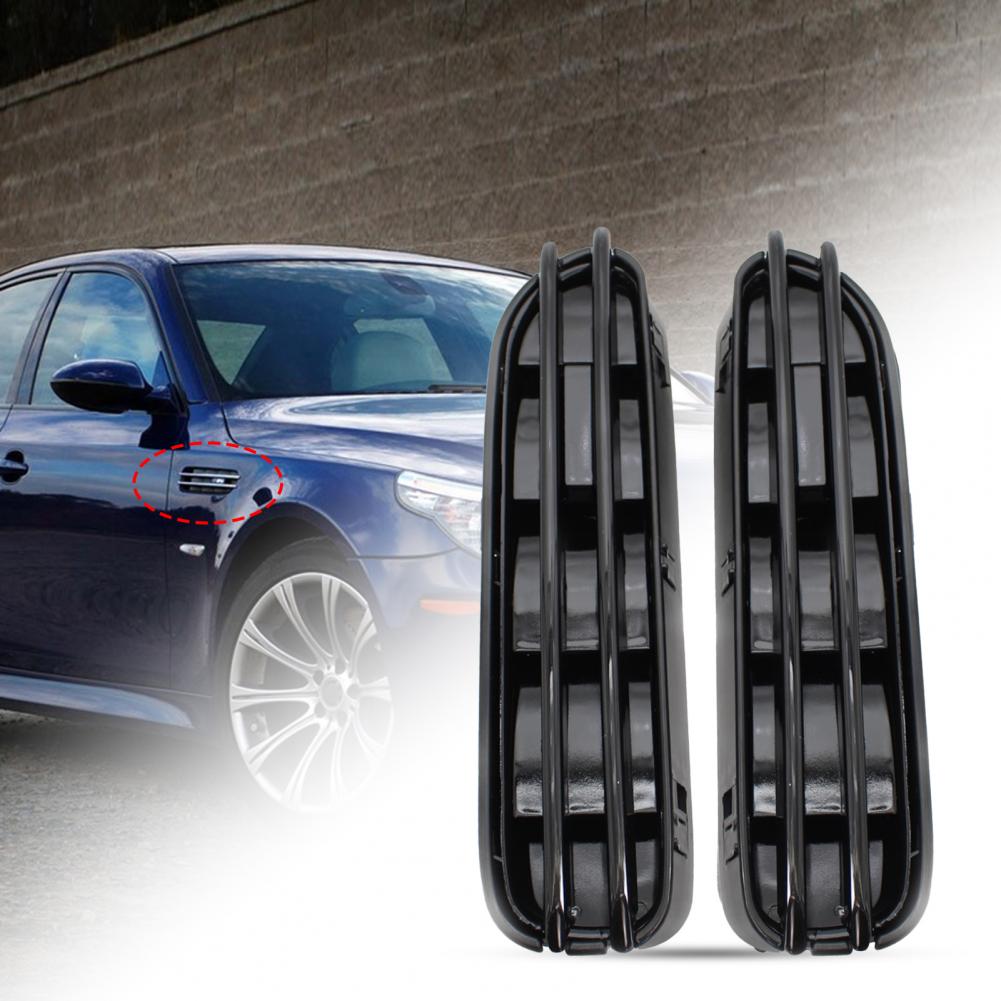 2Pcs Side Fender Air Flow Vent Grill Gloss Black Side Fender Vent Grill Modified Parts for BMW 5 Series M5 E39 E60 E61 1991-2010
