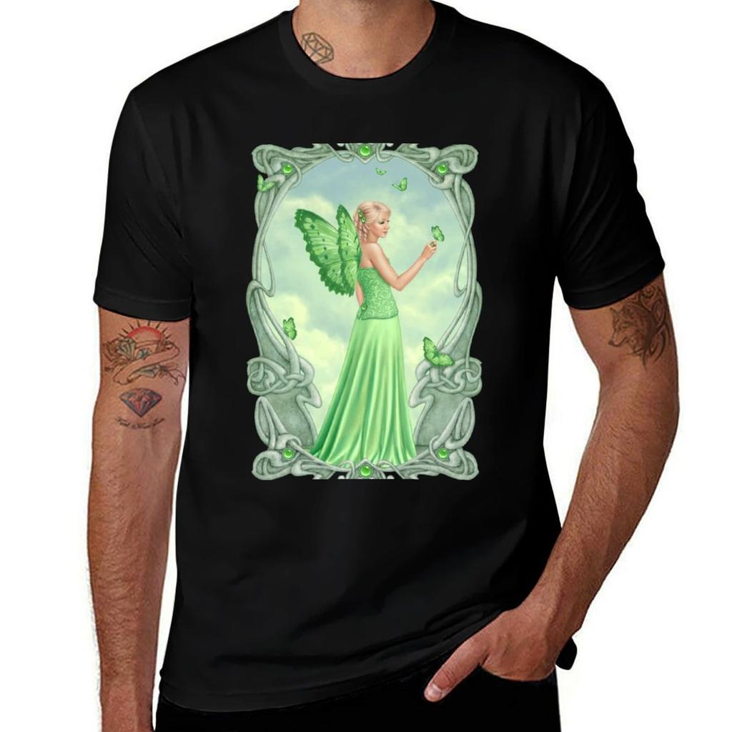 Peridot Birthstone Fairy Tshirt Regular Fit Plain Tee Shirt