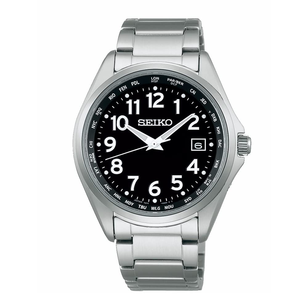 Watch Seiko Selection Titanium Solar Radio Watch with World Time Function Arabic Numerals SBTM329 Silver [Seiko Watch] Men's