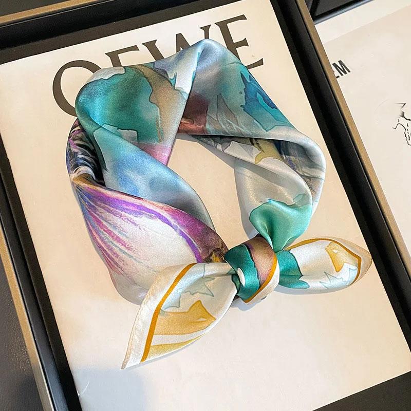 Scarf 100% Silk Bandana Women Square Scarves Wrap Kerchief Mulberry Spring High Quality Headband Hijab Shawls Foulard Head