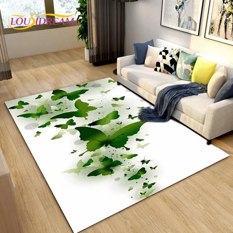 3D красочный коврик с бабочкой и цветком, ковер для гостиной, спальни, дивана для йоги, кухонный коврик для ванной комнаты, нескользящий напольный коврик