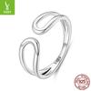 Minimalist Wind Hollow Water Drop Open Ring Men And Women, Personalized Trend S925 Sterling Silver Double Ring