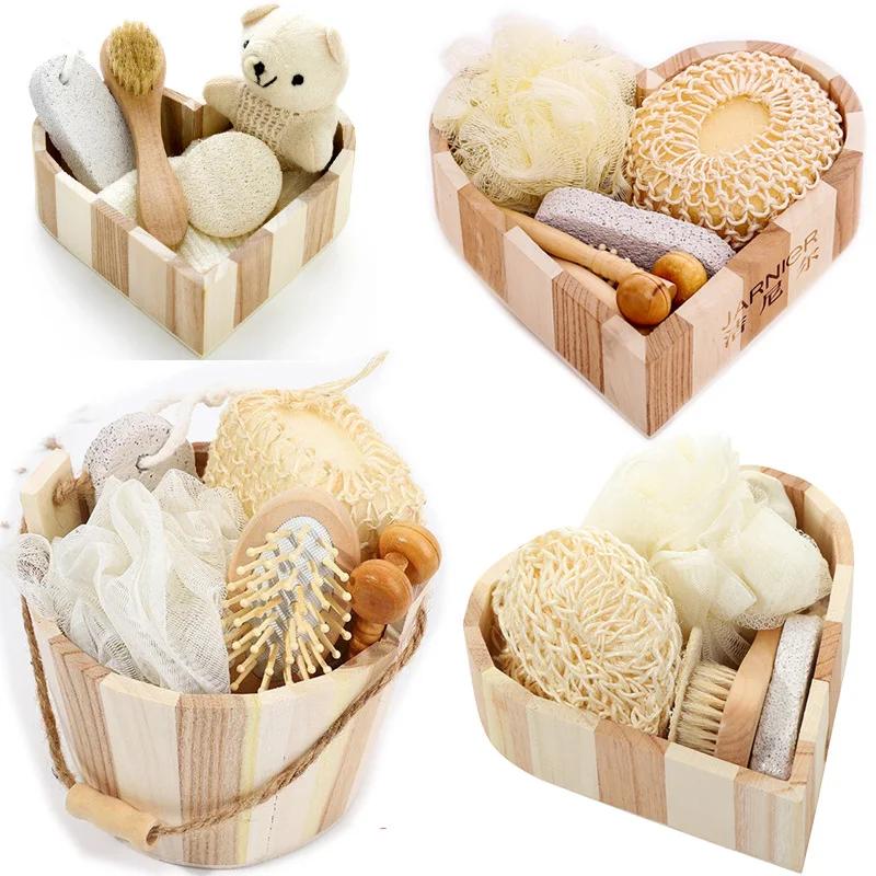 5 In 1 Women Man Girl Kid Baby Bath Show Spa Set Gift Include Bath Tool Loofah Sponge Hair Brush Pumice Stone Foot File