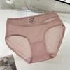 Women's Sexy Lace Cotton Bottom Crotch Semi Transparent Mesh Briefs Comfortable Low Rise Panties