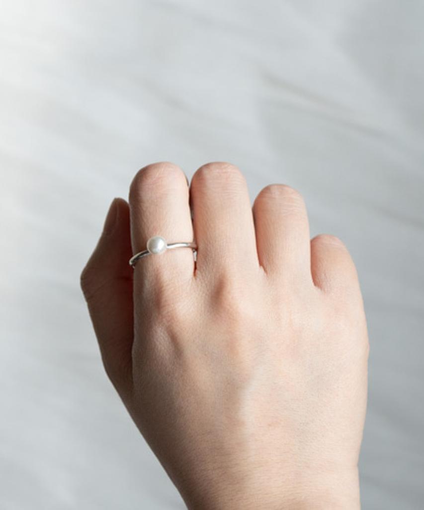 Серебряное кольцо Alleun 925 с крупной жемчужиной-ядром для женщин (Тип Б)